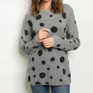 GRAY BLACK WITH DOTS SWEATER